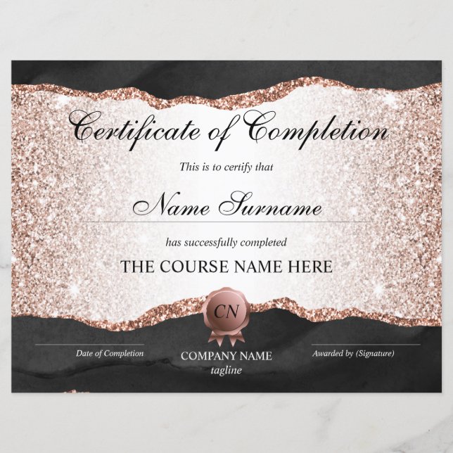 Papier Certificat de fin de cours (Devant)