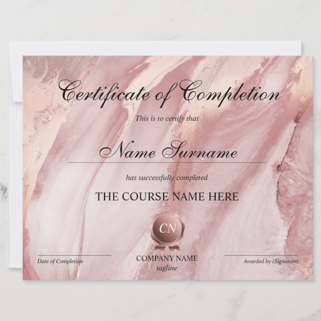 Papier Certificat de fin de cours (Devant)