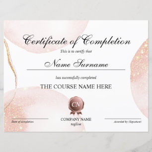 Papier Certificat de fin de cours
