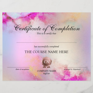 Papier Certificat de fin de cours