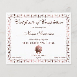 Papier Certificat de fin de cours