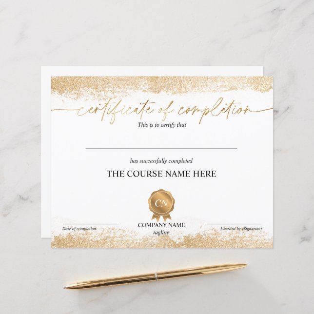 Papier Certificat de fin de cours (Devant/Arrière en situation)