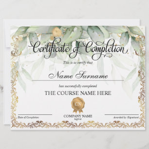 Papier Certificat de fin de cours