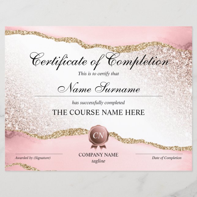 Papier Certificat de fin de cours (Devant)