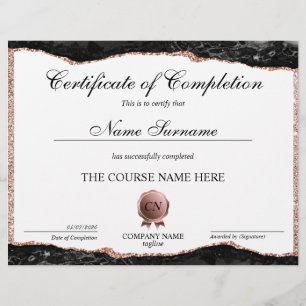 Papier Certificat de fin de cours