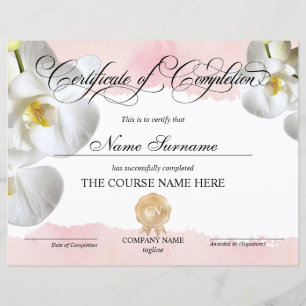 Papier Certificat de fin de cours