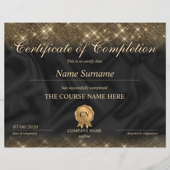 Papier Certificat de fin de cours (Devant)