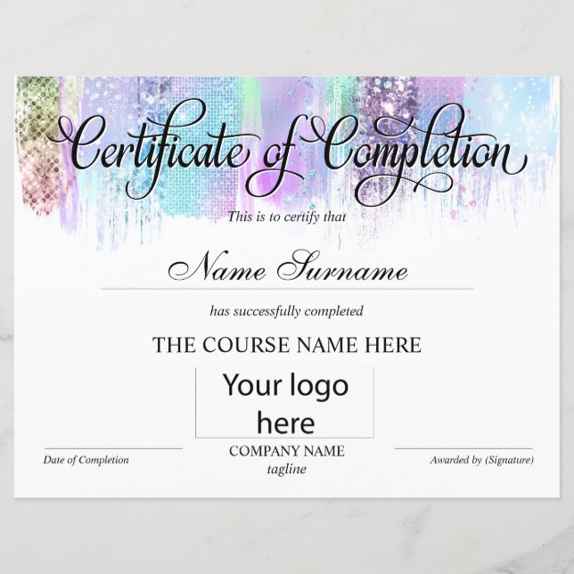 Papier Certificat de fin de cours (Devant)