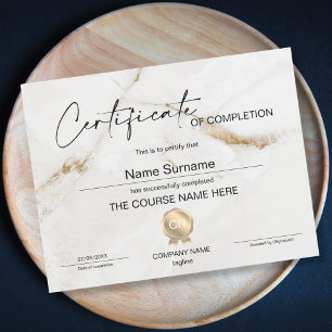 Papier Certificat de fin de cours