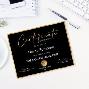 Papier Certificat de fin de cours