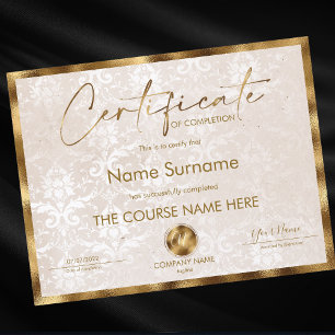 Papier Certificat de fin de cours