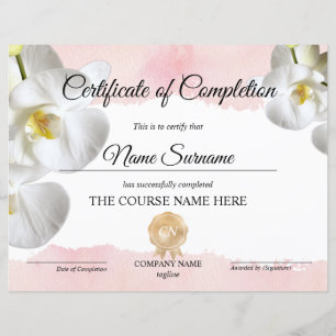 Papier Certificat de fin de cours