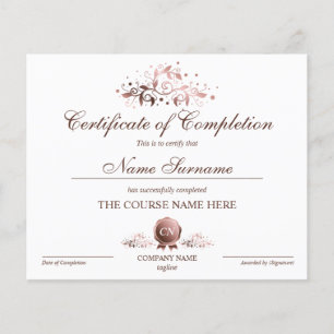 Papier Certificat de fin de cours