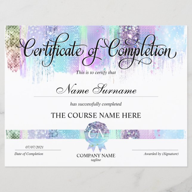 Papier Certificat de fin de cours (Devant)