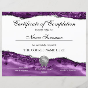 Papier Certificat de fin de cours