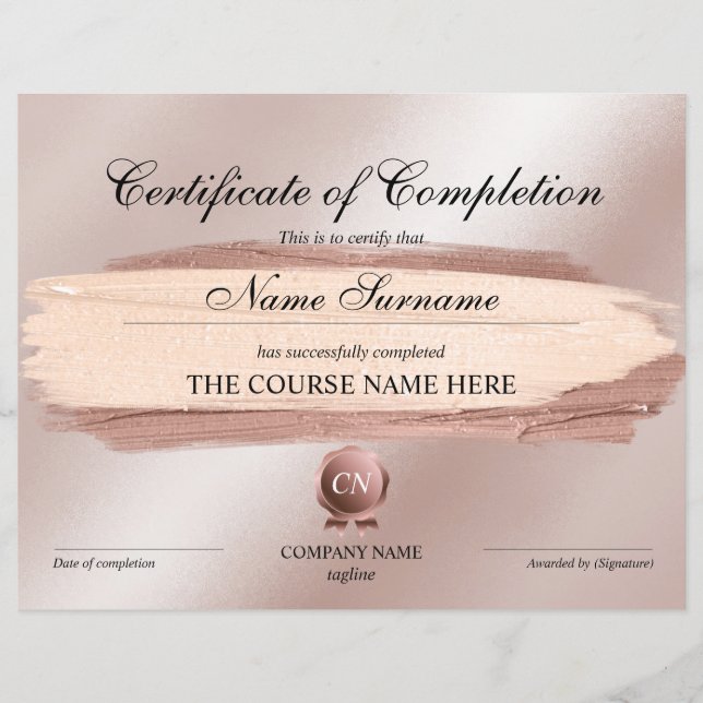 Papier Certificat de fin de cours (Devant)