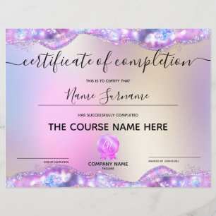 Papier Certificat de fin de cours