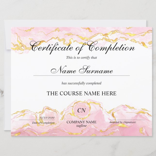 Papier Certificat de fin de cours (Devant)