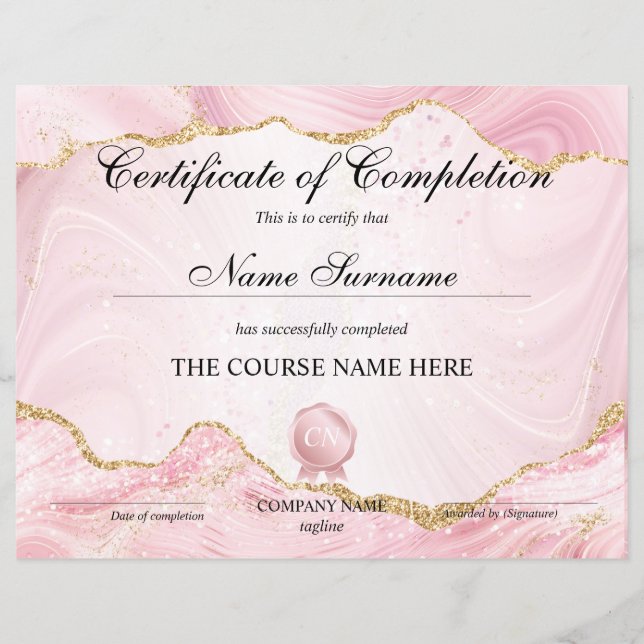 Papier Certificat de fin de cours (Devant)