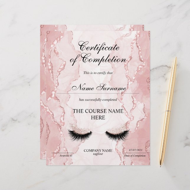 Papier Certificat de fin de cours (Devant/Arrière en situation)