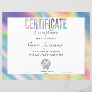 Papier Certificat de fin de cours