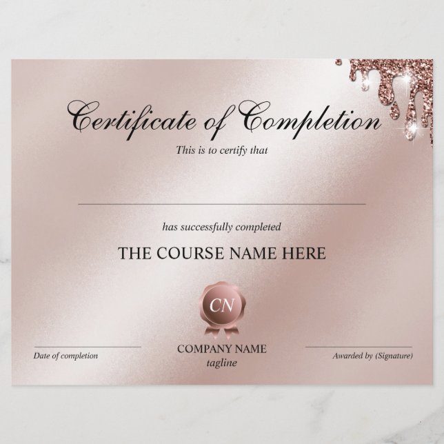 Papier Certificat de fin de cours (Devant)