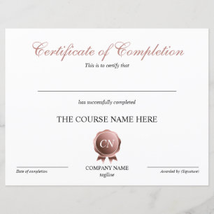 Papier Certificat de fin de cours