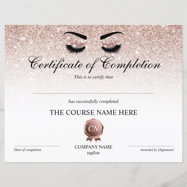 Papier Certificat de fin de cours (Devant)