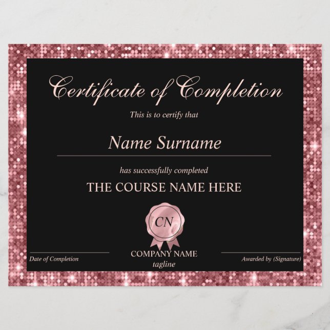 Papier Certificat de fin de cours (Devant)