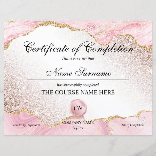 Papier Certificat de fin de cours (Devant)