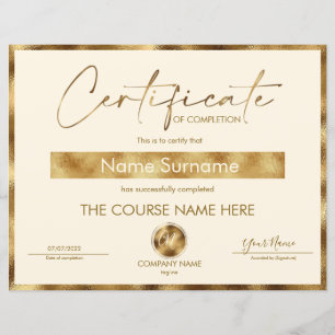 Papier Certificat de fin de cours