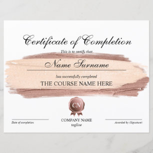 Papier Certificat de fin de cours