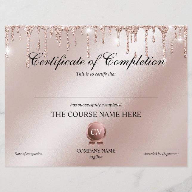 Papier Certificat de fin de cours (Devant)