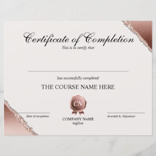 Papier Certificat de fin de cours