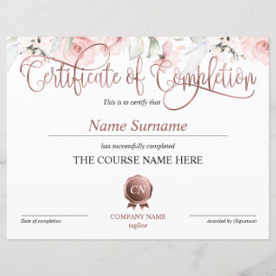 Papier Certificat de fin de cours