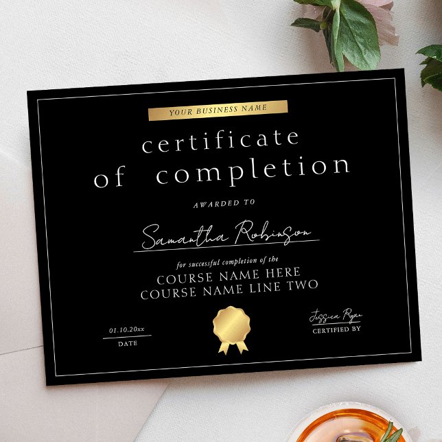 Papier Certificat de fin de cours Black & Gold (Créateur téléchargé)