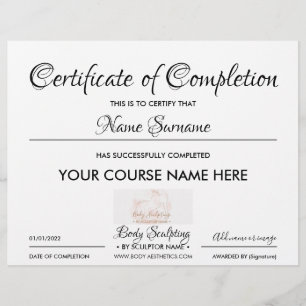 Papier Certificat de fin de cours d'entreprise moderne