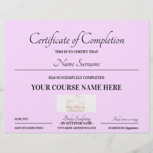 Papier Certificat de fin de cours en ligne Lilac