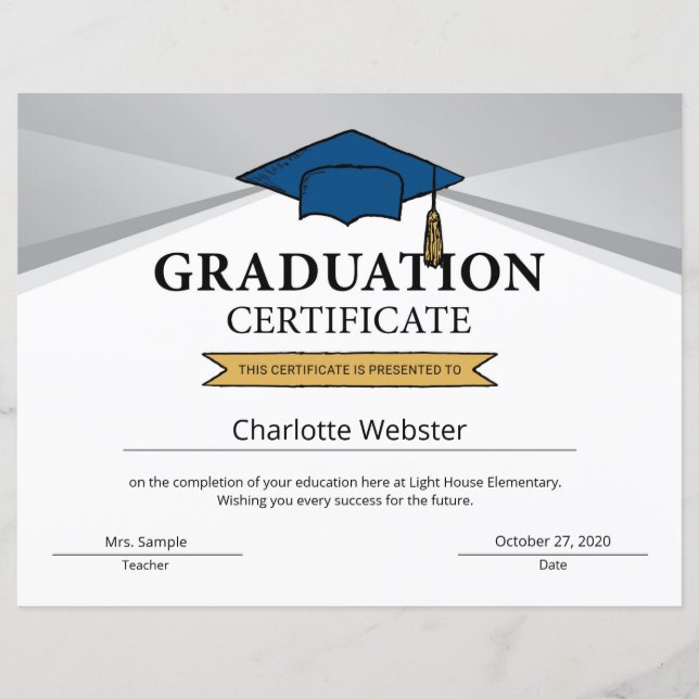 Papier Certificat de fin de diplôme en argent PDF (Devant)
