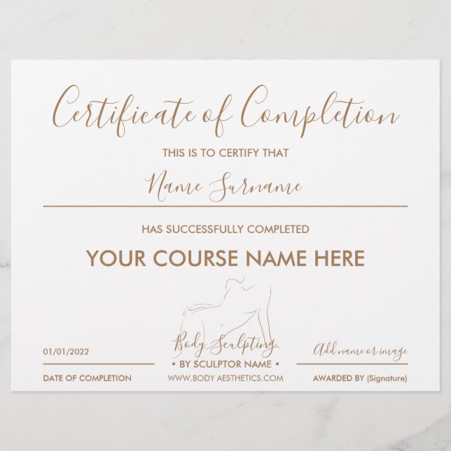 Papier Certificat de fin de formation en remodelage du co (Devant)