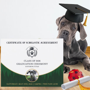 Papier Certificat de fin d'études Chien Diplômé de Format