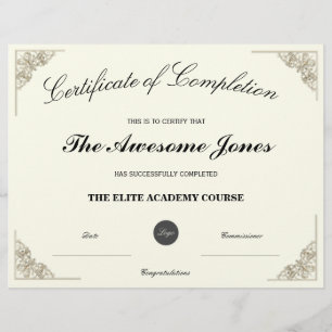 Papier Certificat de fin élégant avec logo personnalisé