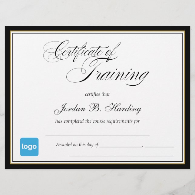 Papier Certificat de formation - Ajouter un logo (Devant)