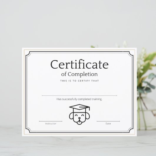 Papier Certificat de formation pour animaux de compagnie  (Debout devant)