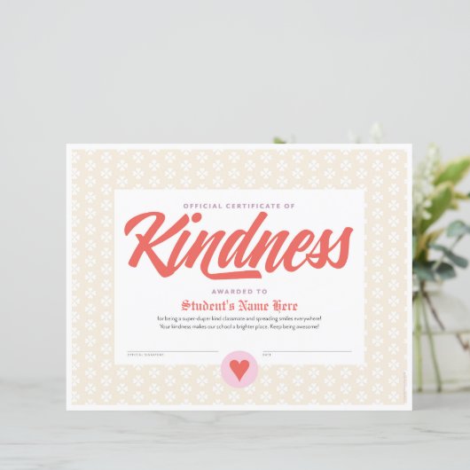 Papier Certificat de gentillesse (Debout devant)