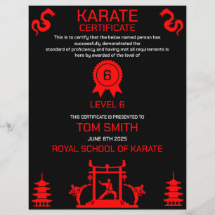 Papier Certificat de karaté
