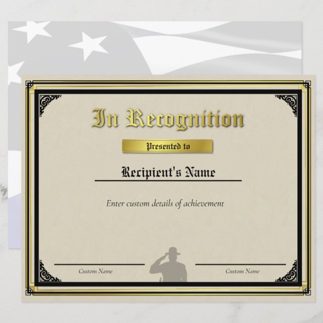 Papier Certificat de ligne bleue mince du soldat personna (Devant / Derrière)