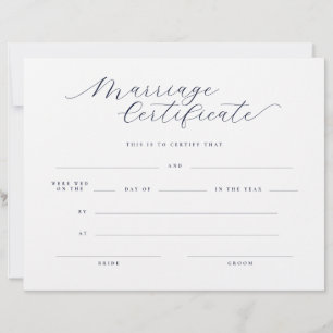 Papier Certificat de Mariage à l'Écriture Classique Minim