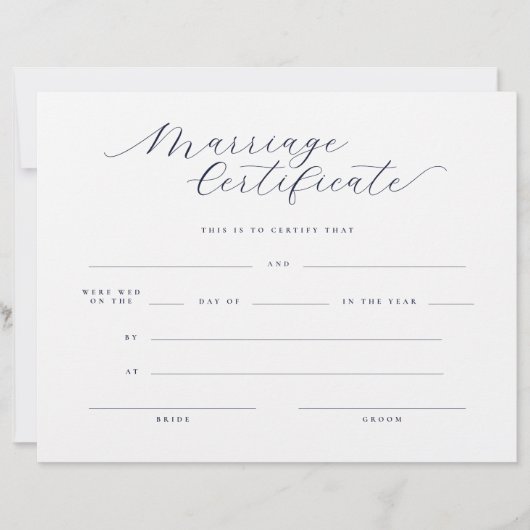 Papier Certificat de Mariage à l'Écriture Classique Minim (Devant)