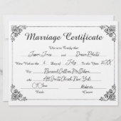 Papier Certificat de Mariage avec Bordure et Écriture Élé (Devant)